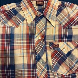 Wrangler Boys Vintage Plaid Western Shirt Boys Size 10 - 12